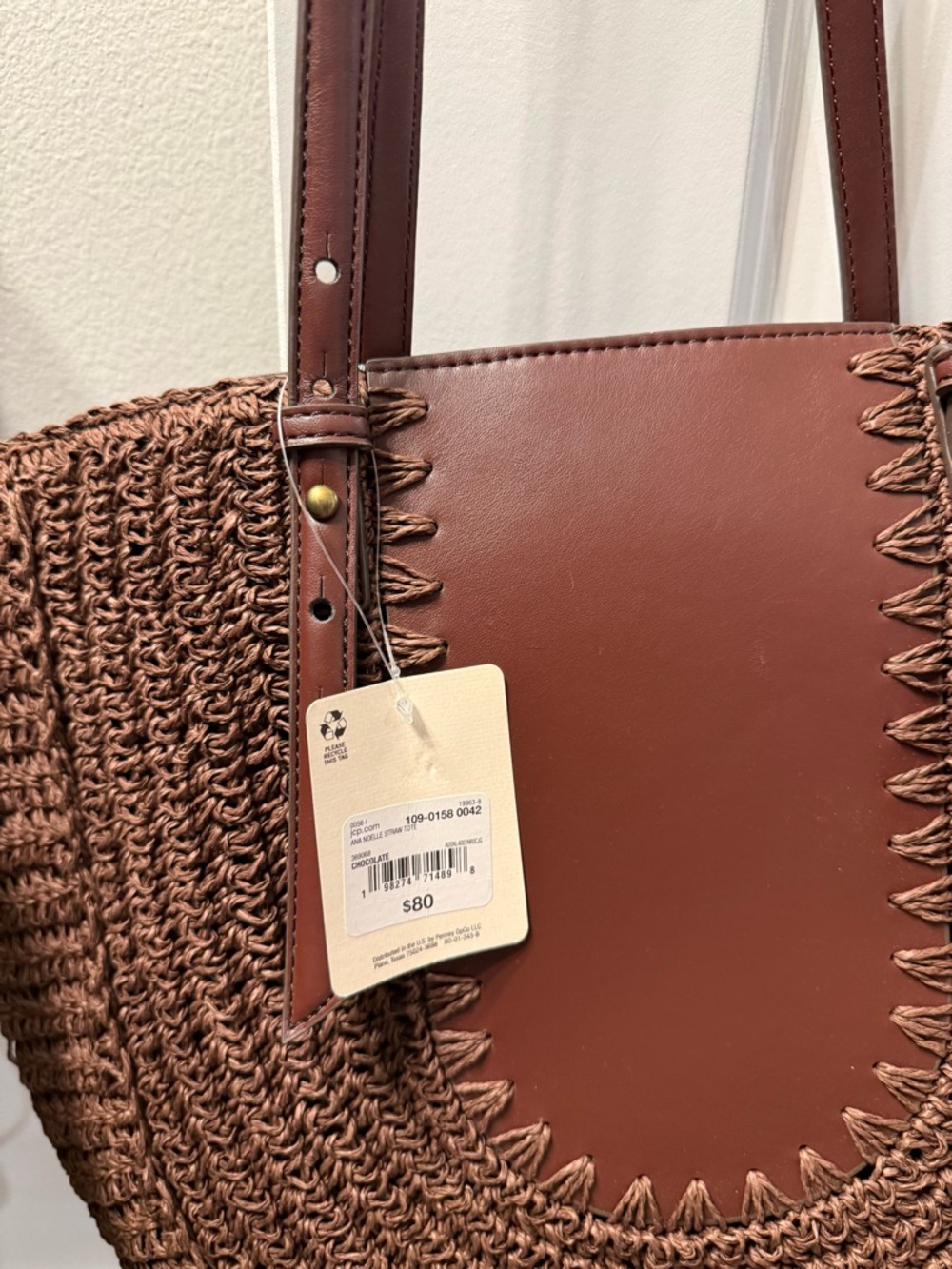 a.n.a Brown Woven Tote with Leather Trim - Picture 2 of 4